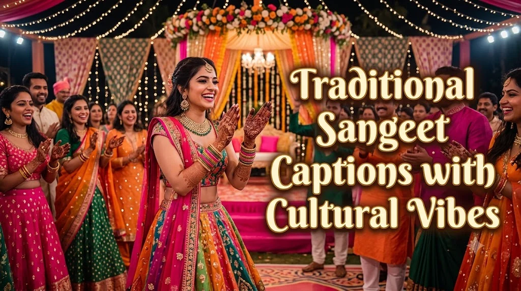 Traditional Sangeet Captions with Cultural Vibes