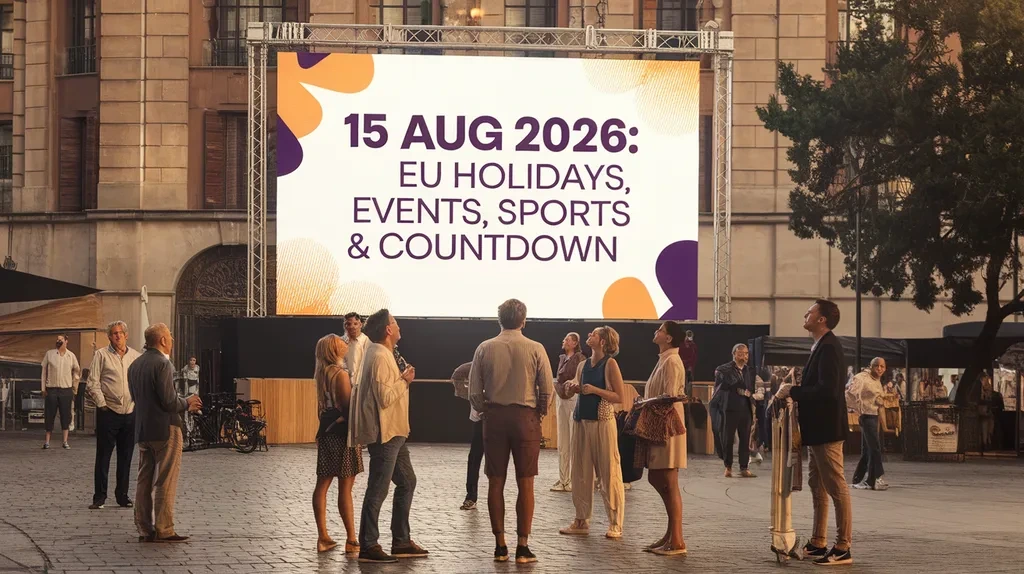 15 Aug 2026: EU Holidays, Events, Sports & Countdown
