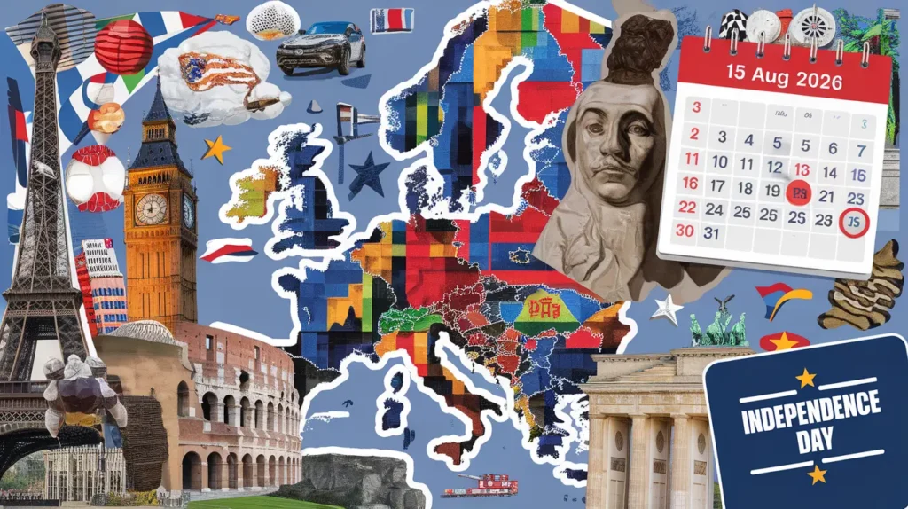 15 Aug 2026: EU Holidays, Events, Sports & Countdown and Independence Day
