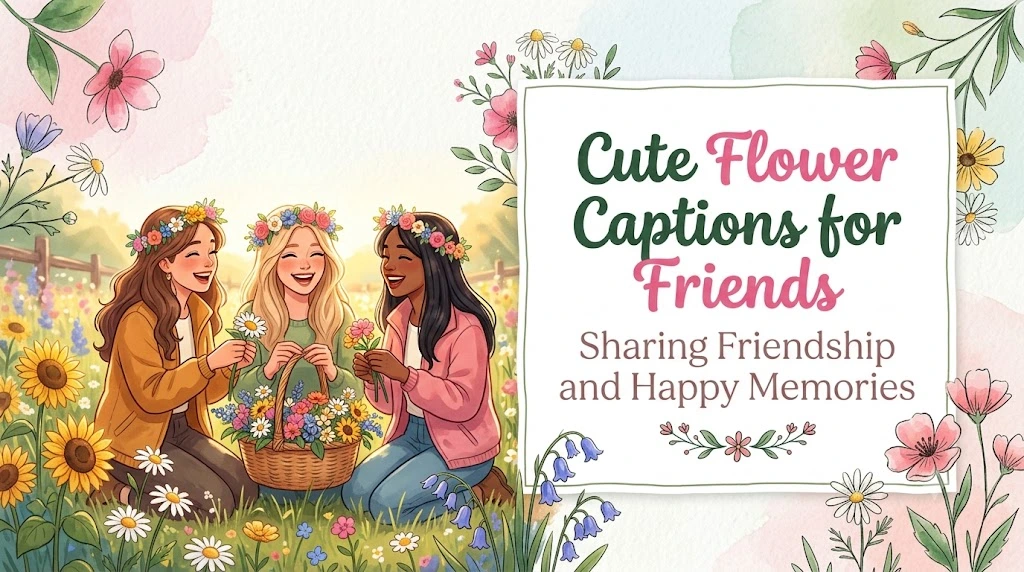 Cute Flower Captions for Friends Sharing Friendship and Happy Memories