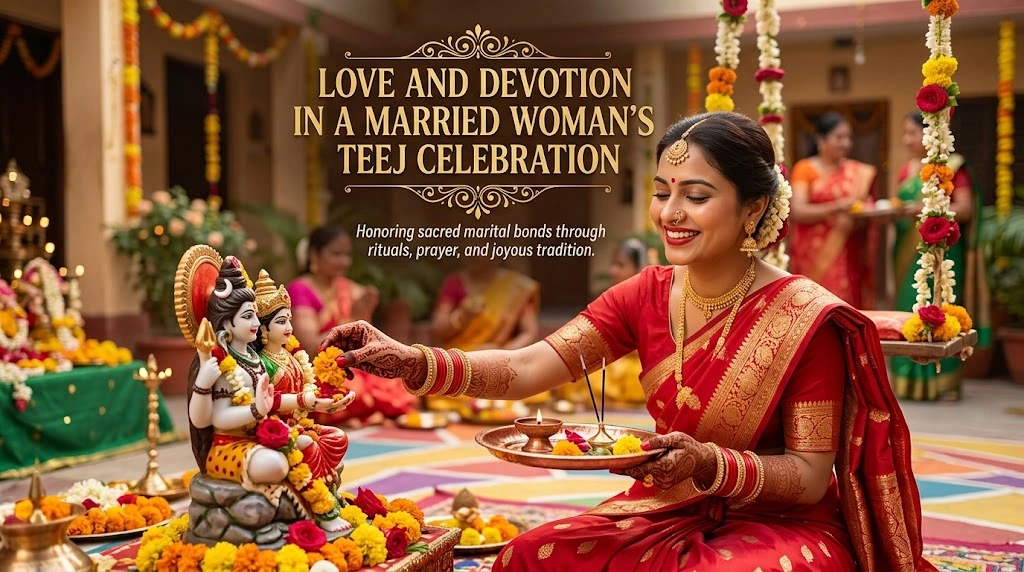 Love and Devotion in a Married Womanโs Teej Celebration